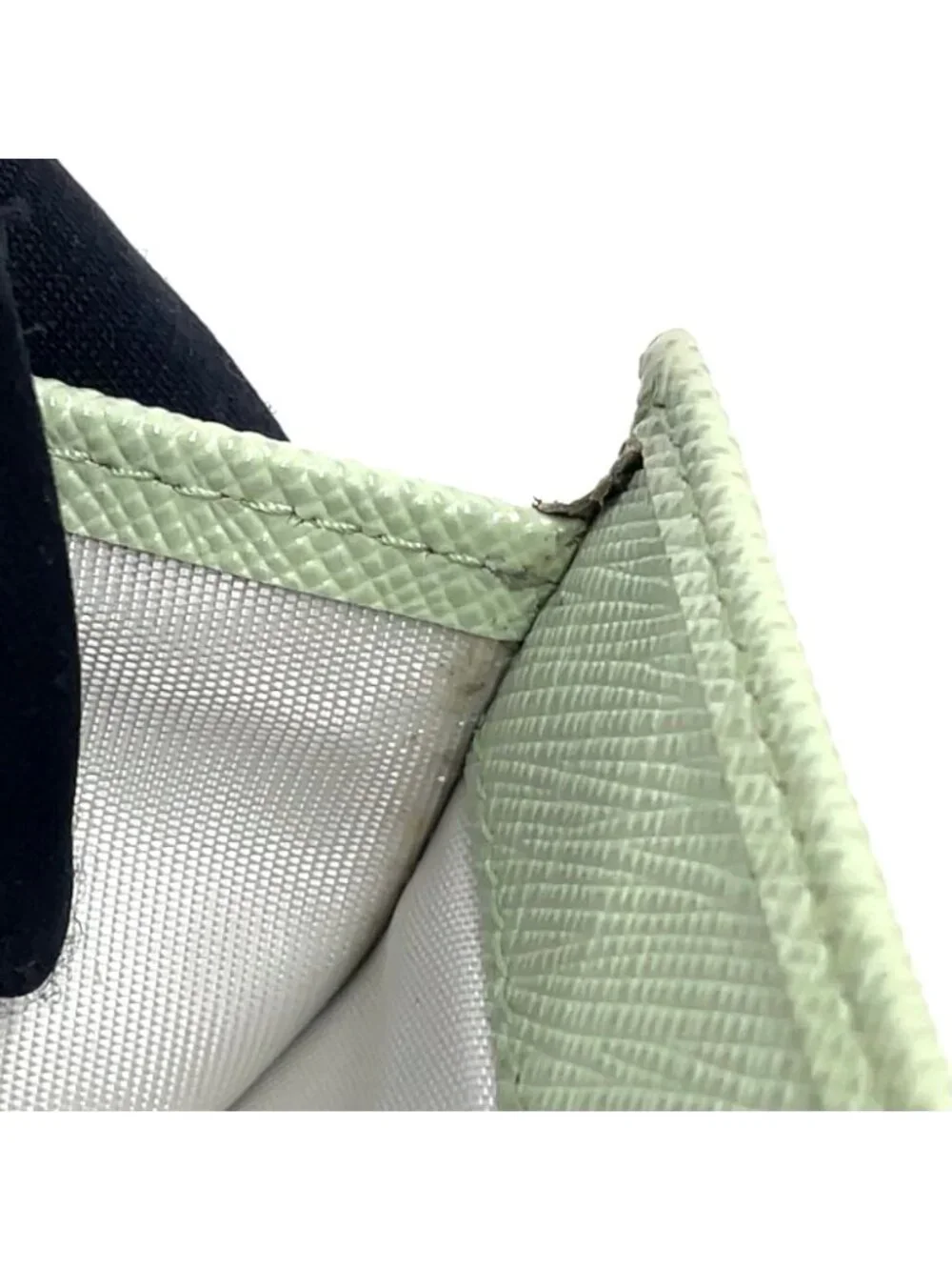 Prada Saffiano Wallet Leather Light Green Triang Silver